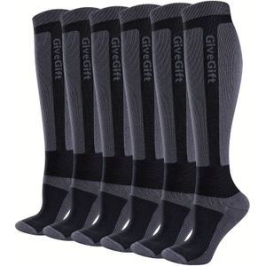 3 Paar Heren Compressiesokken Circulatie Onder Knie Hoge Kousen voor Hardlopen, Wandelen, Klimmen, Fietsen Over-de-kuit Sokken Zwart Wit