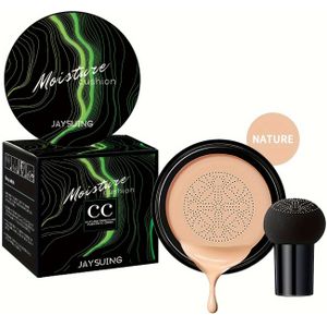 JAYSUIING Mushroom Cushion Foundation - Natuurlijke Lichtgewicht Concealer met Langdurige Hydratatie & Verheldering, CC Crème voor Alle Huidtinten, Licht tot Medium , Groene Verpakking
