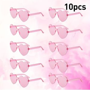 10 stuks Hartvormige Modebril Jelly Kleur Montuurloze Brillen Schitterende Kleuren Bril