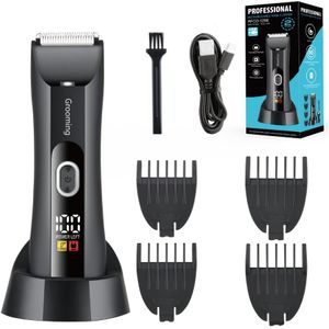 Professionele Body Hair Trimmer met Vervangbare Keramische Mesjes | Heren Lichaamshaar Trimmer, Scheermes, 4 Verstelbare Kammen, USB Oplaadbaar, Ideaal Cadeau voor Geliefden.