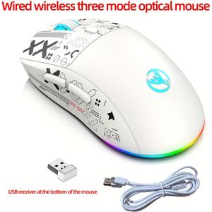 HXSJ De nieuwe -in-één bedrade en draadloze muis met RGB-verlichting, werkt op 2.4G optische technologie, is USB plug-and-play, geschikt voor kantoor, gaming en thuiscomputeraccessoires