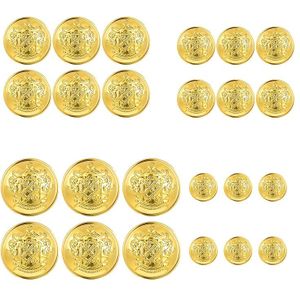 24 Stuks Gouden Blazerknopen Set voor Blazerpakken Knopen voor Mannen, Vrouwen, Gouden Messing Knopen voor Blazerpakken Jas Uniform (15mm 18mm 20mm 25mm)