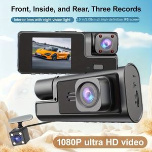 High-Definition Driecamera Dashcam voor Auto's, Geschikt voor Gelijktijdig en Cyclisch Opnemen, Kan Binnen in de Auto Recordinen, Ideaal voor Huishoudelijke Auto's, Ridesharingdiensten en Meer