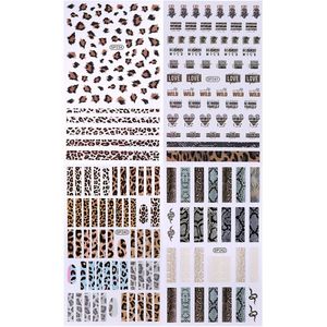4-Pack Luipaardprint Nagelstickers - 3D Slang Beige Textuur & Dieren Charm Decals in Zwart/Wit//Beige/Grijs Tinten, Glansvrije Matte voor DIY Manicure/Pedicure, Nagelwraps voor