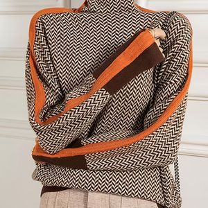 Plus Size, Dames Plus Size Elegante Hoge Hals Trui - Warme Wintertruien Geschikt voor Herfst/Winter, Knusse Mouwen Blouse, Handwasbaar, Casual & Semi-Formele Kleding