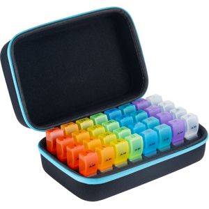 Maandelijkse Pillenorganizer 2x per Dag, 30-Daags Reis Pillendoosje met 32 Dagelijkse Vakjes voor Visolie, en Medicijnen