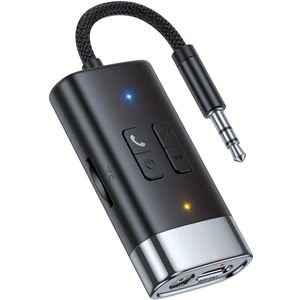 YaJaBor Draadloze Handsfree Auto Kit Ontvanger Adapter 3, 5mm AUX Audio Ontvanger Zender en Ontvanger Zorgeloos Ondersteuning TF Kaart Auto MP3 Muziekspeler