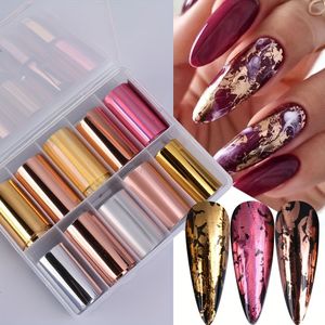 10 Rollen Nagelfolie Stickers, Nagelfolie Decals, Nagelkunstbenodigdheden voor Vrouwen en