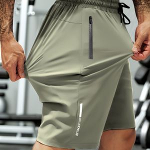 Heren High-Elasticiteit Ice Fiber Trainingsshorts met Ritszakken & Trekkoord Taille - Zomer Outdoor Gym Shorts, Kleur Atletisch voor Casual (Ice Technologie voor Verkoeling)
