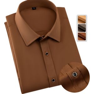 Het Nieuwe Heren Kleur Zakelijk Overhemd met Lange Mouwen - 40% Katoen, 60% Polyester, Gouden Knopen, Premium Gevoel, Kantooroutfit, Cadeau voor Hem