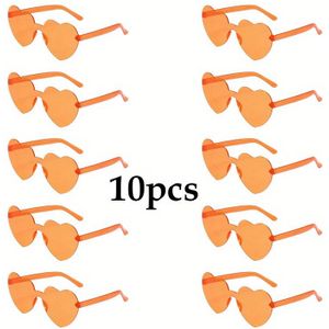 10-delige Set Hartvormige Brillen, Modieuze Brillen voor Vrijgezellenfeestjes, Valentijnsdag Cadeaus, Kerst/Karneval/Maskeradebal Decoratieve Brillen