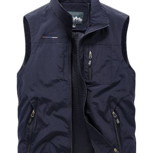 Zomer Vest Zonder Mouwen Voor Heren - Casual, Meerdere Zakken, Ademend, Kleur, Rechtopstaande Kraag, Ideaal Voor Buitenactiviteiten & Sport, Outdoor Sportvest| Vest|Zipper Vest