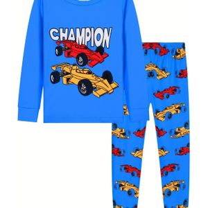 Jongens Digitale Print 2-delige Set Lange Mouwen Broek en Onderbroeken Warme Pyjama, Zacht en Comfortabel