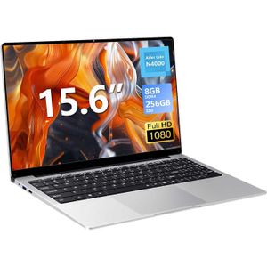 15,6 inch laptop, Notebook met Celeron N4000-processor, 8GB LPDDR4 RAM, 256GB SSD, IPS FHD-scherm van 1980*1080, voor studenten, kantoor en studie