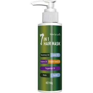 Water Ice 7-in-1 diepe verzorgingsmasker voorkomt , verzacht haar en is rijk aan rozemarijnolie, castorolie, batana-olie, pompoenpitolie en biotine keratine