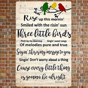 Vintage Inspirational Wall Art, ' Little Birds' Lyrics Decorative Sign, Iron Tin Plaque With Encouraging Message, For Bedroom, Office & More