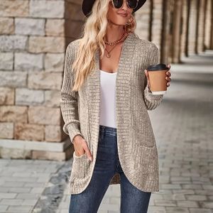 Elegante richtinggevoelige stijl + modieuze losse casual kleur geribbelde zakken patchwork lange mouw top