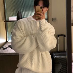 Heren Losse Gestreepte Gebreide Golftrui, Casual Lange Mouw Hoge Stretch Top Voor Herfst Winter Buiten