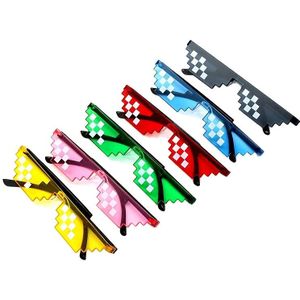 4 stuks/6 stuks/12 stuks, gemengde kleuren/dezelfde kleur mozaïek pixel brillen, anime brillen voor zowel mannen als vrouwen, geschikt voor feesten, bijeenkomsten en cadeaus
