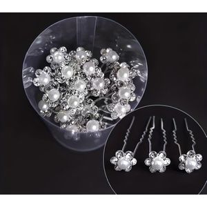 20 stuks witte strass haarstaven en U-vormige haarstaven, bruidshaarstaven voor professionele bruidshaarstaven