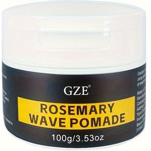 GZE Rosemary Wave Pomade, 100g/3.53oz, Natuurlijke Haarstyling Crème, Sterke Hold, Gemakkelijk Uitwasbaar, 360 Wave Training, Hydraterend, Gelaagde Golven, Zijdeachtige Finish voor Mannen