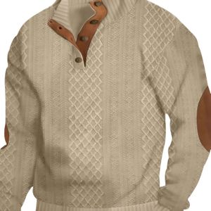 Heren Kabeltrui Jas - Zachte Witte & Bruine Knopen Vest met Kragen, Losse Pasvorm Lange Mouwen Casual Winterjas voor Herfst/Lente Laagjes (Naadloos , Veelzijdig Blazerachtig)