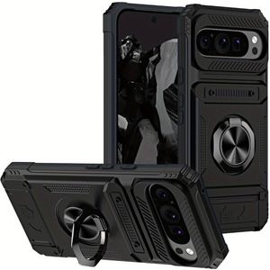 TEMU Zware Anti-val Telefoonhoes met 360° Draaibare Ringhouder en Kaartsleuf, Compatibel voor Google Pixel 9/Pixel 9 Pro/Pixel 9 Pro XL