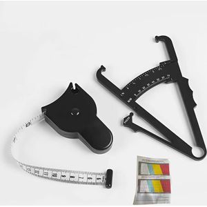 3 stuks/1 set lichaamsvetkaliper en lichaamsmetingstape - huidvouwkaliper en lichaamsvetstape metingstool, gebruikt voor nauwkeurige lichaamsvetmeting, BMI huidvouwfitness