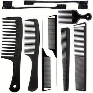9-delige Professionele Haarstyling Kamset voor Mannen & Vrouwen - Veelzijdige Fijntandkammen van Duurzaam ABS Plastic & Metaal, Inclusief Ontwarrende & Ratstaartkammen voor Alle Haartypes