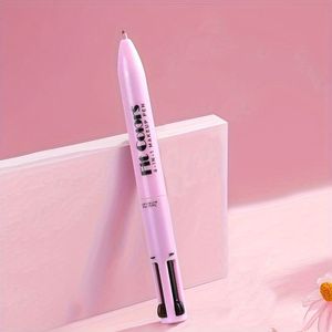 4-in-1 Multifunctionele Make-up Pen - Eyeliner, Lip Liner, Wenkbrauw & Highlighter Roze Tube met 4 Verwisselbare Tips voor Volledige Gezichtstoepassing, Make-up Accessoires