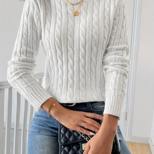 Elegant sweater met lange mouwen en ronde hals voor dames, geschikt voor lente, herfst en winter.