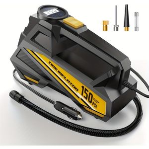 CaRSun 150 PSI Digitale Auto Luchtcompressor met LED Licht - Draagbare Bandenpomp voor Auto, Motorfietsen, Fietsen, 12V , Geen Batterij Nodig, Auto Lucht Pomp | Moderne Esthetiek | Duurzaam Bouw