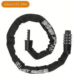 West Biking Bike Chain Lock, Stainless Steel, Varnished Finish, Button Control, Anti-theft, With 150cm/115cm/90cm/65cm For Bicycle, Backpack, Cycling Security Accessory