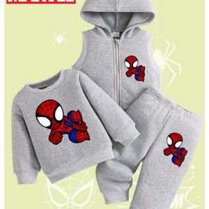 Marvel Herfst-Winter Warm en Comfortabel Casual Print Mouwloze Vest -Delige Set, Perfect voor Buiten