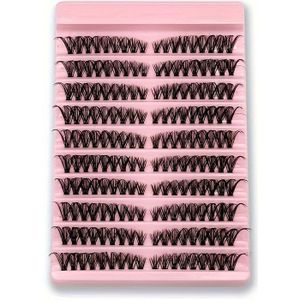 180st Gemengde Lengte (8-16mm) D-Curl Pluizige Cluster Wimpers - Warrige, Natuurlijke Look, Eenvoudige DIY Verlengingskit voor Beginners, Herbruikbaar met Roze Opbergdoos