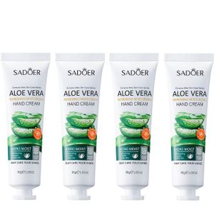 4 stuks Aloë Vera Handcrème voor Droge Handen - Hypoallergeen, Intensieve Hydratatie met 20% Aloë Vera Gel & 30% , Niet-Vettige Formule, Snelle Absorptie, Reisformaat (0.5 fl.oz per stuk)