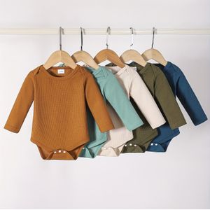 5-delige Set Lange Mouwen Onesies voor Baby's, Geschikt voor Jongens en Meisjes, Met Schattig en Casual Ronde Hals Ontwerp in , Beige, Marineblauw, Blauw en Legergroen, voor Buiten