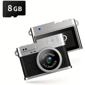 Retro Mini Camera met 8GB Geheugenkaart - Draagbaar Fotografie Apparaat, Schakelbare Filters, Flitser, Video Opname, " IPS Scherm & LED Vullig Licht
