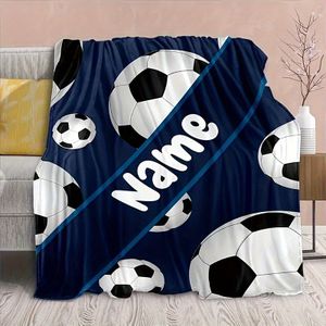 1 stuk Aanpasbare Voetbaldeken met Naam - Zachte Worp voor Bank, Bed, Reizen & Kamperen - Lichtgewicht, Warm & Gezellig Digitaal Print Ontwerp - Perfect Cadeau voor & Gepersonaliseerde Decoratie