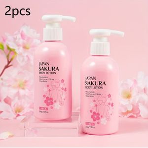 LAIKOU 2 stuks Sakura Body Lotion - Hydraterende & Crème met C & Shea Butter, Non-Greasy Hydratie Koeling voor Droge, Gebarsten Huid, Huidverzorgingslotion|Stralende Huid|Nodrill