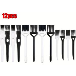 12 stuks Elektrische Scheerapparaat Reinigingsborstel met Nylon Haren, Stofdoekje voor Scheermesjes en Trimmers, 3 Maten