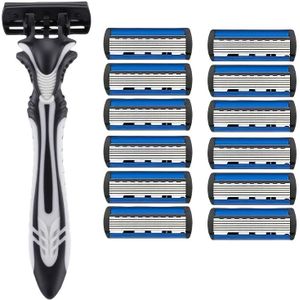 1+12 Zeslaags Mes Haarverzorger Witte en Zwarte Handgreep Handmatige Scheerapparaat