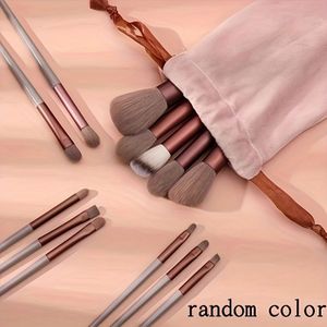 13pcs Luxury Oval Makeup Brush Set With Soft Nylon Bristles, Abs Handles, Travel Pouch Included - Unscented, Non-irritating For Types, For