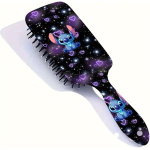 1 stuk Cartoon Haarborstel, Air Cushion Haarborstel met Stitch omringd door hartjes en sterren, Comfortabele Grip handgreep, Plastic Black Friday voor nat haar, voor styling