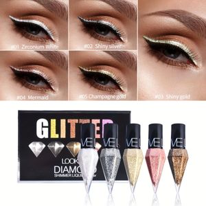 5st/Doos Diamant Schitter Eyeliner, Makkelijk aan te Brengen Super Kleur 2.5g*5st