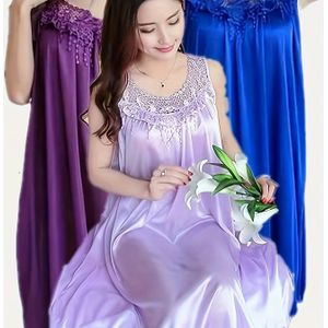 Dames' Zomer 3-delige Nachthemd Set, Mouwloze Tankjurk, Elegante Ronde Hals, Lege Tassel, Zacht en Los, Polyester, Casual Thuis Kleding, Ideaal Cadeau