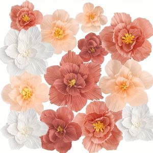 TEMU Een set van 12 decoratieve bloemenpapieren, met afmetingen van 20,32 cm, 25,40 cm en 30,48 cm, geschikt voor bruiloften, feesten, bruidscadeaus, carnavalsvieringen en verjaardagsmuurdecoraties.