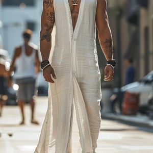 lichtgewicht mouwloze open-front cardigan - Ademend zomerstrandkleding met knoopdetails, kleur casual resortstijl voor warm weer, vakantie kleding, stijlvolle lagenstuk, duurzaam materiaal