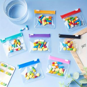 20pcs Silicone Pill Bag Set, Sliding Lock Zipper Pill Organ Bag, Waterproof And Reusable Drug Storage, For Travel And Home Office Use