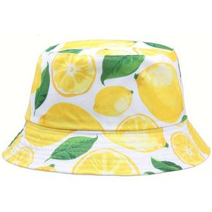 Double-sided Fisherman Hat With Fruit Women's Summer Outdoor Street Hip-hop Bucket Hat